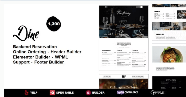 Best Restaurant WordPress Themes-Dine 