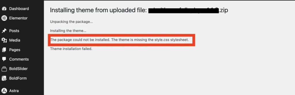 How to Fix “The Theme Is Missing the style.css Stylesheet” Error in WordPress